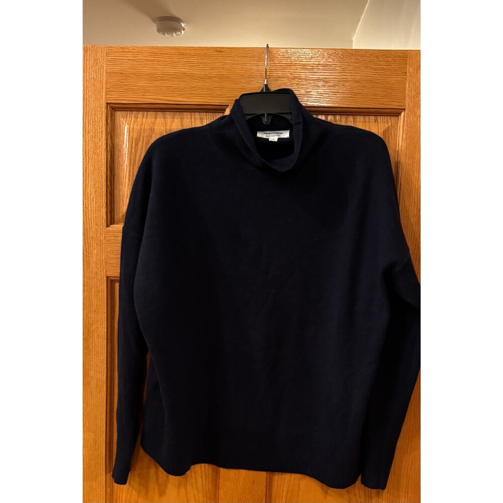 Nordstrom Navy Night Oversized Cashmere Turtleneck - L (New) - Picture 5 of 7